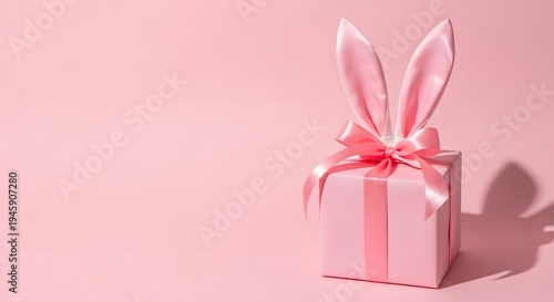 Easter sunday gift ideas pink bunny wrapped present for easter celebration