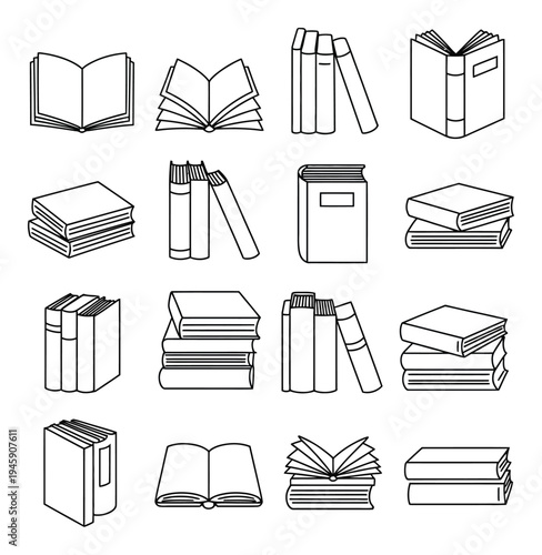 Collection of Line of Various Books and Stacks