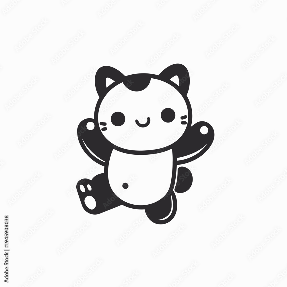 Naklejka premium Cartoon cat mascot character cheerful and playful vector illustration