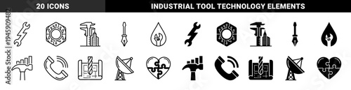 Hybrid Industrial and Technical Symbols Merging Engineering Tools with Communication Data and Construction Elements in Linear and Solid Styles