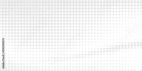Flowing dots particles wave pattern halftone gradient curve shape isolated on white background. Vector in concept of technology