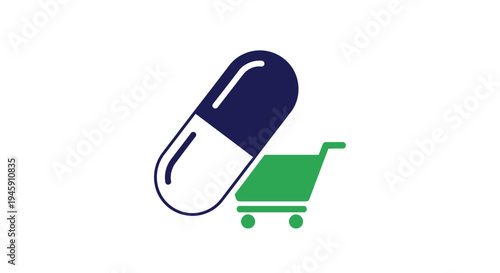 Pill Capsule and Shopping Cart Icon.
