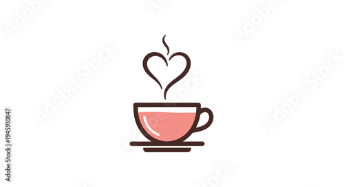 Pink Coffee Cup with Heart Steam.