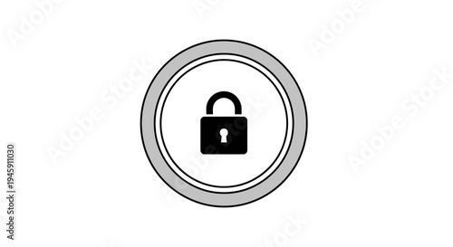 Padlock Icon in Circle Symbol.