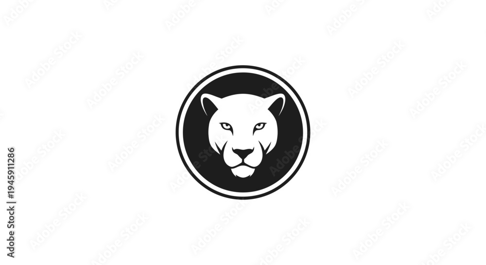 Obraz premium Panther head in black circle logo.