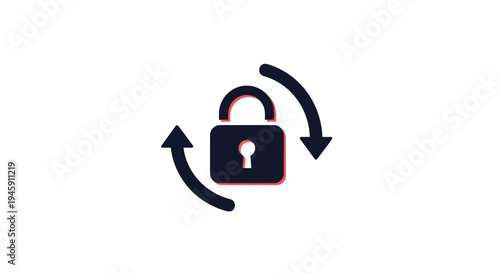 Padlock Icon with Rotation Arrows Symbolizing Security.