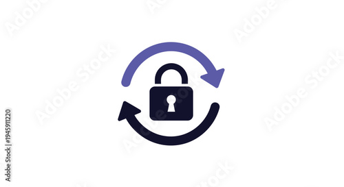 Padlock Icon with Rotation Arrows Symbol.