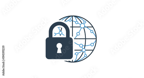 Padlock Secured Global Network Safety.