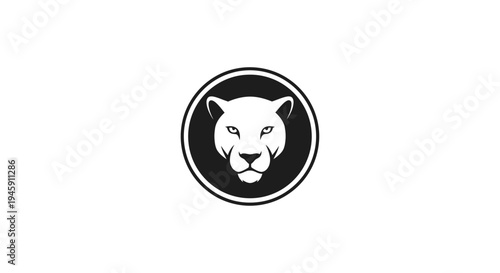 Panther head in black circle logo.