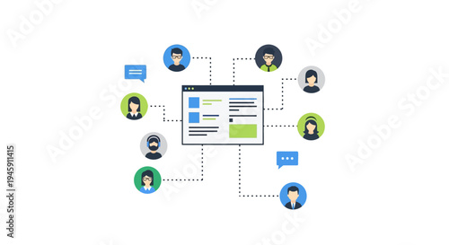 People connected online network system.