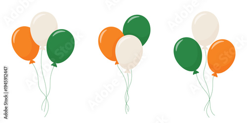 St. Patrick's Day Balloons. Irish Flag Colors Vector Set