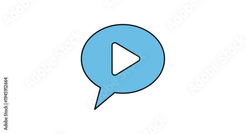 Play button in speech bubble icon.