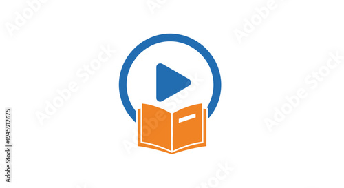 Play button on open book.