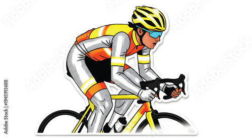 Cyclist in motion, professional road bike rider in colorful gear