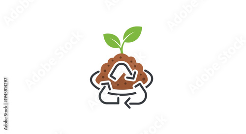 Recycling Symbol with Green Sprout Growing.