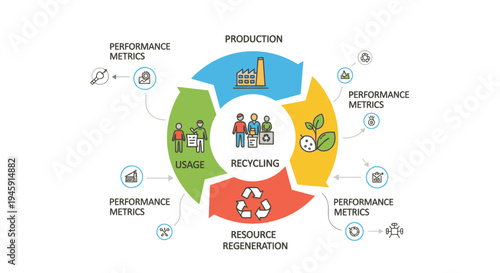 Recycling Process Infographic with Colorful Sections.