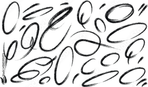 Abstract art with black scribbles on white background