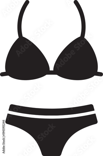 Simple gray bikini lingerie silhouette with white stripe