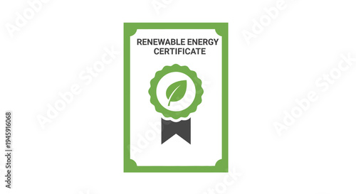 Renewable Energy Certificate Badge Icon Illustration.