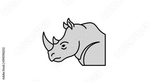 Rhinoceros head with big horn.