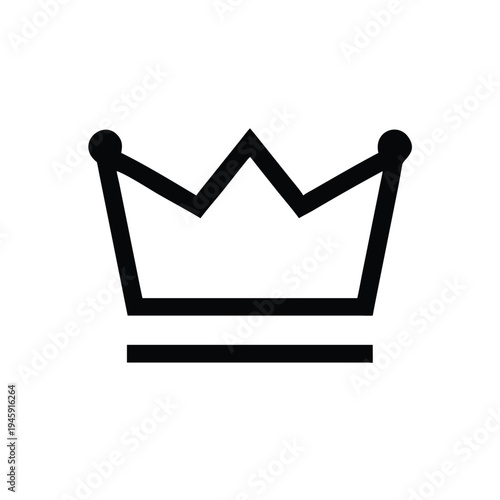 Simple and Bold Black Crown Pictogram Icon, Flat Vector Illustration