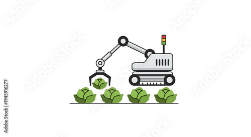 Robot Arm Harvesting Green Leaves.
