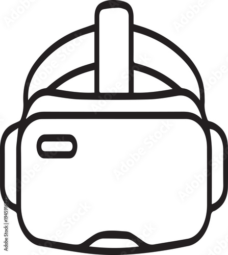 VR headset icon, virtual reality goggles line art illustration, technology symbol isolated on white background.