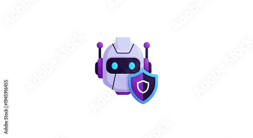 Robot Character with Shield and Antennae.