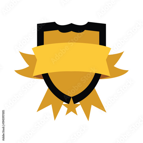gold award badge with ribbon and star