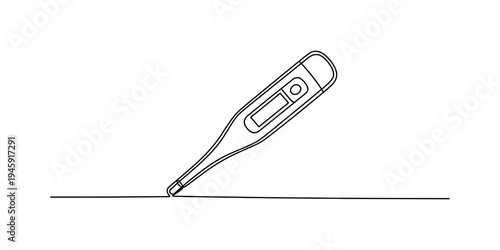 Continuous line drawing of a digital thermometer used for checking body temperature and detecting fever Vector, illustration