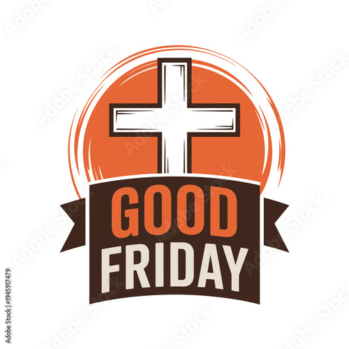 A Good Friday logo with a cross and banner