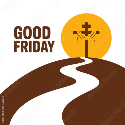 A symbolic illustration of Good Friday with a cross on a hill