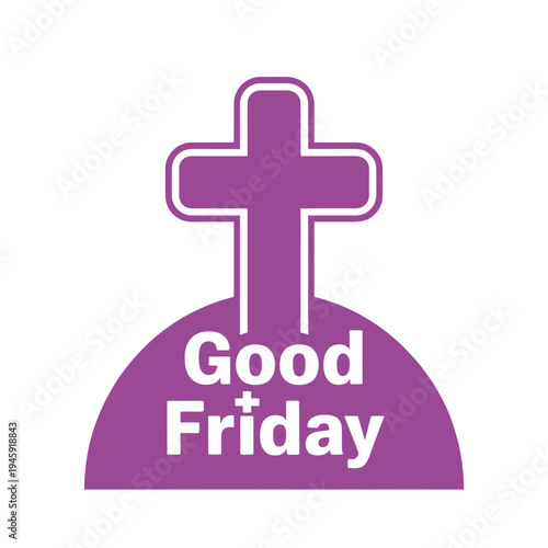 A purple cross on a hill with Good Friday text
