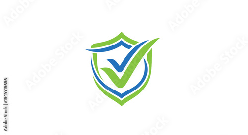 Shield Logo with Checkmark and Leaves.