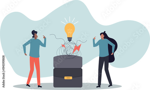 Brainstorming idea, team meeting or discussion for business solution or inspiration, teamwork creativity or collaboration for success.human life and situation.