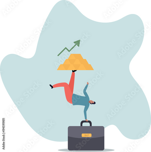 Gold investment, ingot or bullion price rising up, price gain or trading gold to make profit, financial or value increase.human life and situation.