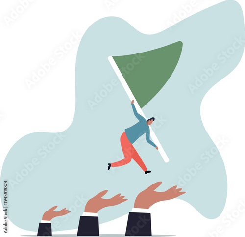 Business support or mentorship to assist employee to success, helping hand or encouragement for teammate to achieve .human life and situation.