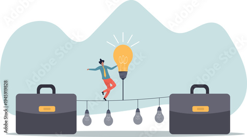 Difference idea innovation, discover opportunity to success, creativity or passion to improve career, wisdom or smart discovery.human life and situation.