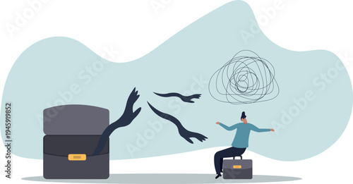 Fear or afraid of failure, struggle or shackle, feeling depressed or disorder, phobia, anxiety or stressed burnout or negative thinking.human life and situation.