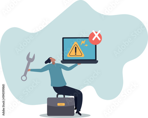 System error, software problem or system failure, security alert or hardware fault to be fixed, caution or maintenance.human life and situation.