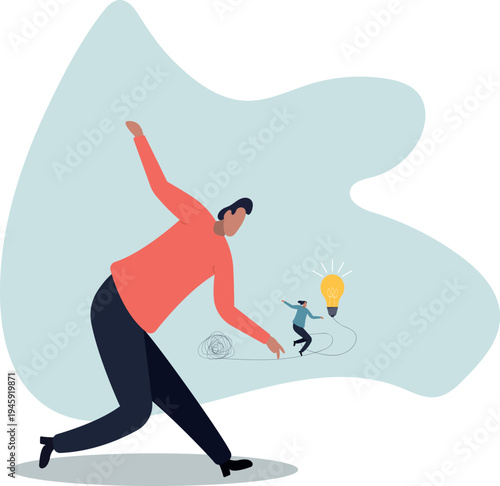 Simplify idea to find solution, thinking process or creativity to solve problem, discover easy way to understand.human life and situation.