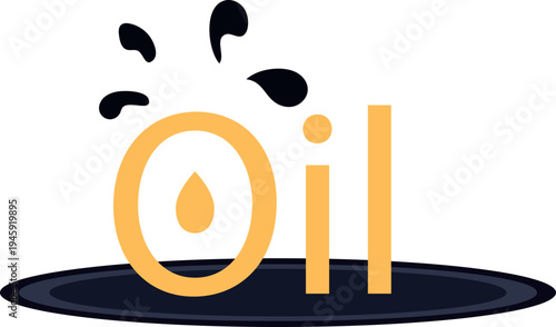 Oil Logo Design . Word Oil in Black Oil Puddle Vector Illustration