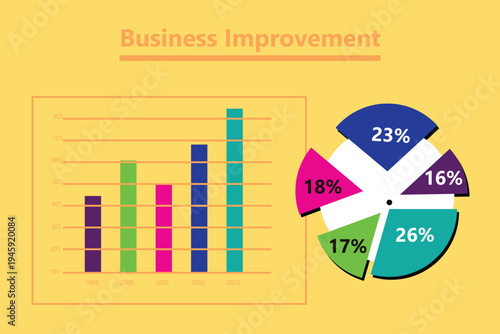 Business improvement infographics template, cover design chart for presentation, vector illustration