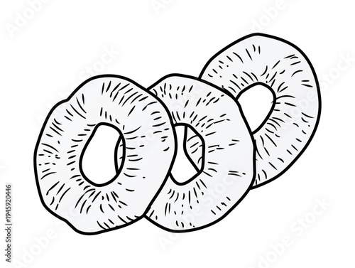 Mexican food. Street meal. Nachos sketch. Crisp chips drawing. Dinner cooking. Takeaway lunch. Traditional Mexico cuisine. Crunchy ring. Corn tortilla. Isolated spicy appetizer. Vector engraving snack