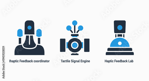 Haptic feedback icons: interaction, tactile signal, vr technology