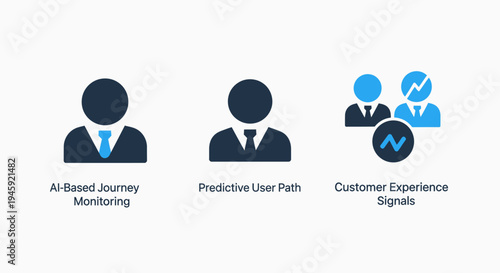 Customer journey, user path, experience signals icons - business analytics and UX, user interface