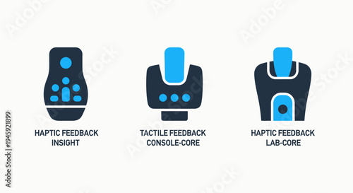 Haptic and tactile feedback device icons for immersive technology, virtual reality, and user interaction
