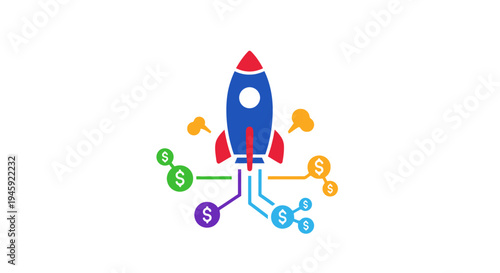 Rocket Ship Blasting Off into Space.