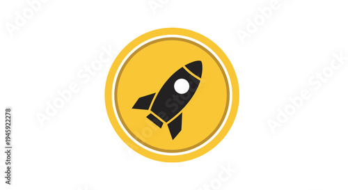 Rocket Ship Icon Launching Upwards Fast.