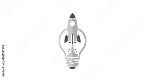 Rocket ship inside a light bulb.